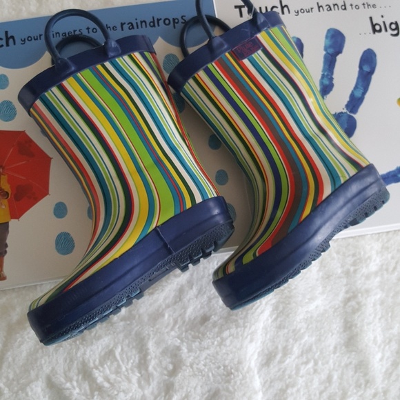 Pluie Pluie Candy Stripe Rain Boots Size 3 - Picture 2 of 6
